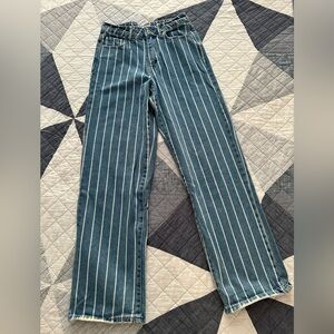 Forever 21 Blue Striped Flare Jeans